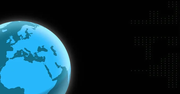 Зображення Земної Кулі Плям Чорному Тлі Концепція Глобального Бізнесу Цифрового — стокове фото
