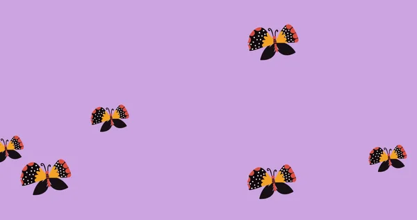 Obrázek Ikon Motýlů Fialovém Pozadí Příroda Květiny Harmonie Koncept Digitálně — Stock fotografie