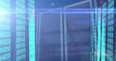Animation of data processing over computer servers. Global business, finances, computing and data processing concept digitally generated video.