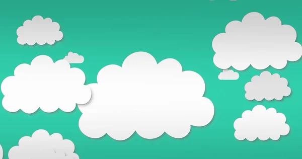 Ilustração Nuvens Brancas Sobre Fundo Verde Nuvens Céu Clima Conceito — Fotografia de Stock