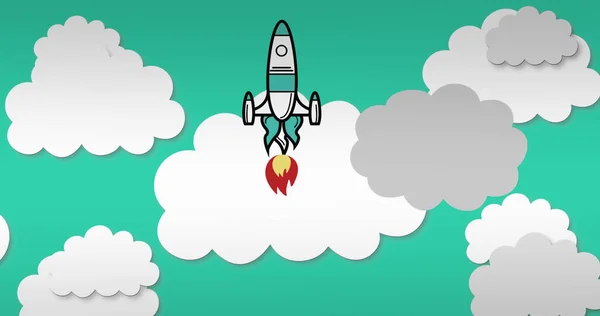 Bild Von Raketen Und Wolken Symbole Auf Grünem Hintergrund Gaming — Stockfoto