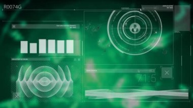 Profil simgelerinin canlandırılması, grafik, ses dalgası ve soyut arkaplan karşısında değişen numaralar. Dijital olarak üretilmiş, hologram, illüstrasyon, rapor, iş dünyası, büyüme ve teknoloji kavramı.