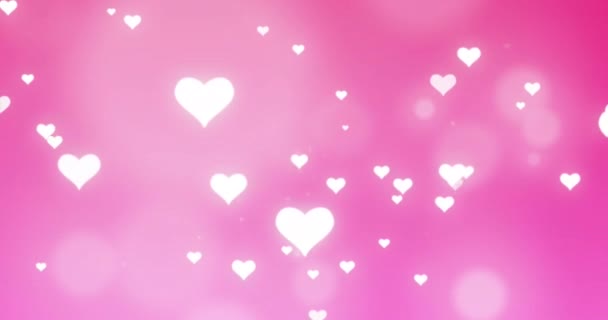 Animação Corações Brancos Fundo Rosa Conceito Mídia Social Interface Digital — Vídeo de Stock