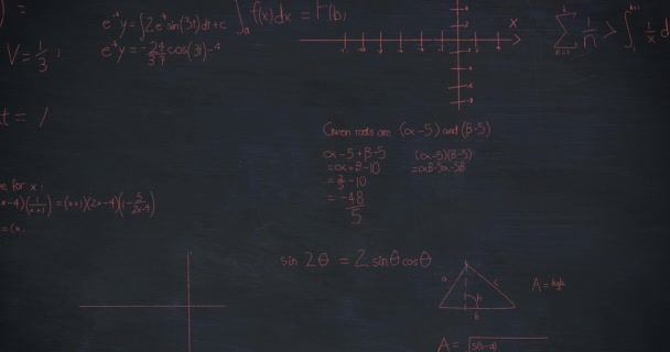 Animace Matematických Rovnic Kreseb Tabuli Věda Vzdělávání Učení Koncepce Digitálně — Stock video