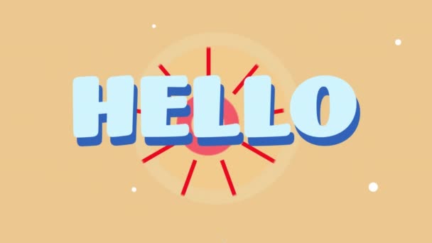 Animation Von Hallo Text Und Formen Auf Orangefarbenem Hintergrund Soziale — Stockvideo
