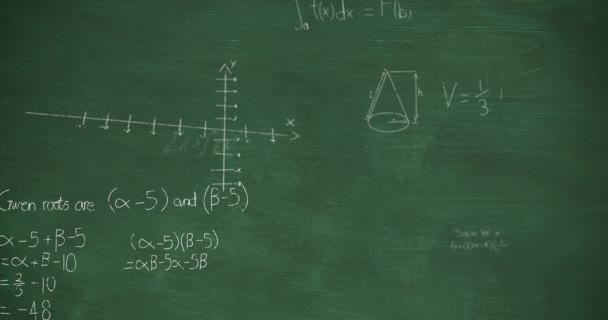 Animation Équations Mathématiques Dessins Sur Tableau Vert Concept Science Éducation — Video