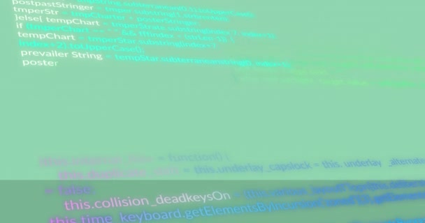 緑の背景にデータ処理のアニメーション コンピューティング テクノロジー 背景コンセプトデジタルで生成されたビデオ — ストック動画