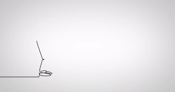 白地にゴルフをする先輩の絵を描くアニメーション スポーツと図面のコンセプトデジタル生成ビデオ — ストック動画