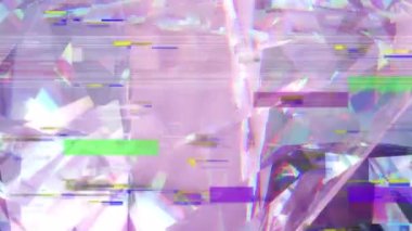 Parlayan kristallerin üzerindeki parazitin canlandırması. Soyut arkaplan, şablon ve hareket kavramı dijital olarak oluşturuldu.