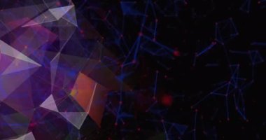Siyah arkaplanda hareket eden bağlantı ağının animasyonu. Soyut arkaplan, şablon ve hareket kavramı dijital olarak oluşturuldu.