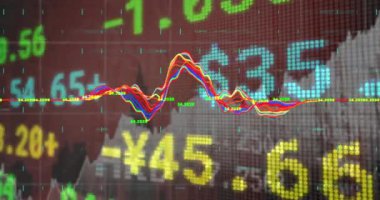 Animation of financial data processing over grid. Global business, finances, computing and data processing concept digitally generated video.