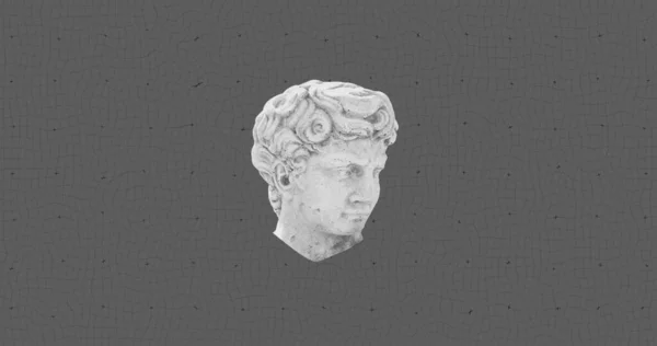 灰色の背景にスポット上の古典的な頭部彫刻の構成 アート パターン 抽象的な概念デジタルで生成されたイメージ — ストック写真