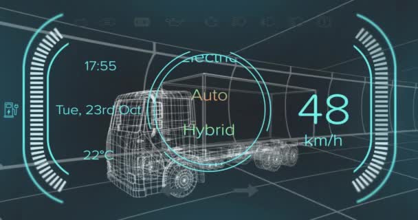 Animație Modelului Mașină Interfață Digitală Prelucrare Datelor Industria Globală Automobilelor — Videoclip de stoc
