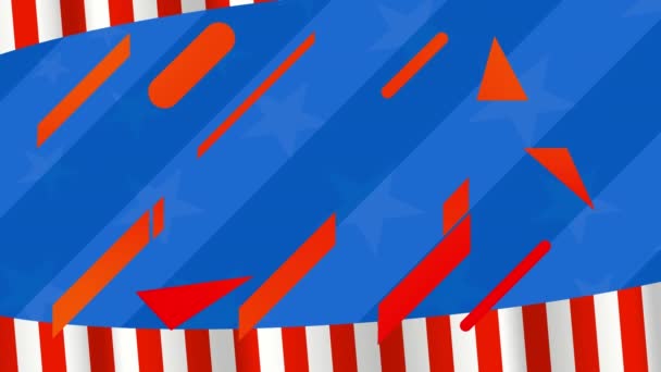 Анимация Красных Абстрактных Фигур Синем Фоне Копировальным Пространством Против Американского — стоковое видео