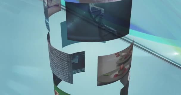빛나는 위에서 회전하는 스크린 애니메이션 추상적 움직임 디지털 비디오 — 비디오