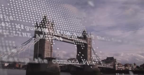 Animación Del Procesamiento Datos Financieros Sobre Paisaje Urbano Londres Negocios — Vídeo de stock
