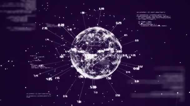 Animation Data Processing Globe White Spots Global Business Digital Interface — Stock Video