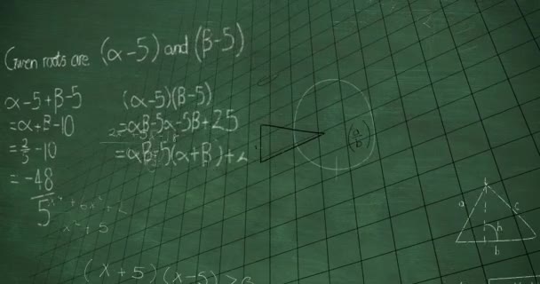 Анимация Математических Уравнений Зеленом Фоне Концепция Глобального Делового Цифрового Интерфейса — стоковое видео