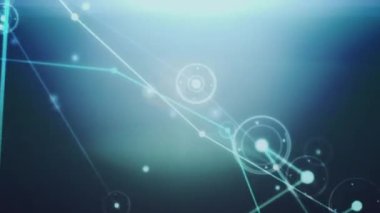 Lenslerin üzerindeki çizgilerle siyah arkaplan üzerindeki noktaların animasyonu. Dijital olarak üretilmiş, hologram, illüstrasyon, iletişim, aydınlanma, soyut ve teknoloji kavramı.