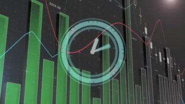 Zaman ilerledikçe finansal veri işleme animasyonu. Küresel iş, finans, hesaplama ve veri işleme kavramı dijital olarak oluşturulmuş video.