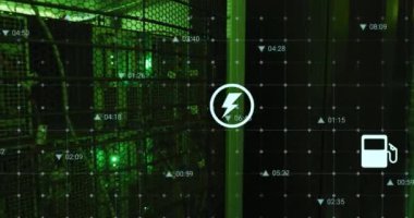Animation of data processing over computer servers. Global business, finances, computing and data processing concept digitally generated video.