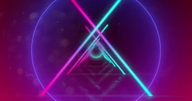 Parlak pembe çemberin animasyonu. Kusursuz döngüde neon desenli. Soyut, renkli ve şablon konsepti dijital olarak oluşturulmuş video.