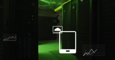Animation of financial data processing over computer servers. Global business, finances, computing and data processing concept digitally generated video.