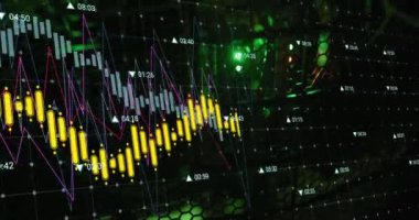 Animation of financial data processing over computer servers. Global business, finances, computing and data processing concept digitally generated video.