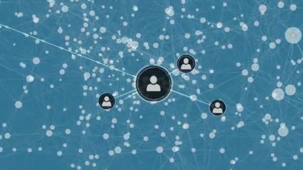 Animação Rede Conexões Com Ícones Sobre Fundo Azul Conceito Redes — Vídeo de Stock