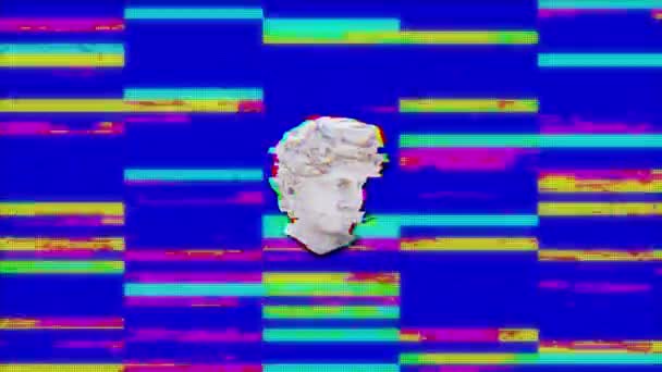 Animation Antiquehead Sculpture Glitch Multicoloured Background Abstract Art Colour Movement — Stock Video