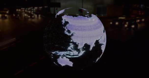 Animația Globului Prelucrarea Datelor Asupra Traficului Rutier Ritm Rapid Peisaj — Videoclip de stoc