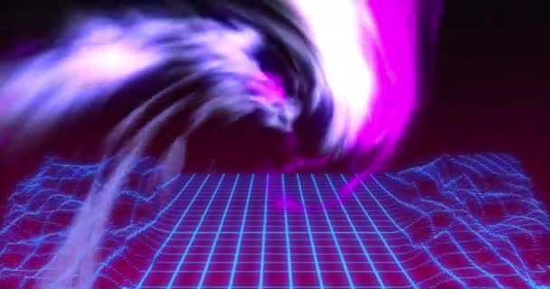 Animation Nuage Bleu Rose Lumineux Avec Motif Néon Métaverse Sur — Video