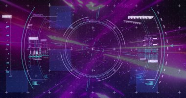 Kapsam taraması ve veri işleme görüntüsü. Küresel ağlar, dijital arayüz, hesaplama ve veri işleme kavramı dijital olarak oluşturuldu.