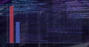 Animation of data processing over computer servers. Global business, finances, computing and data processing concept digitally generated video.