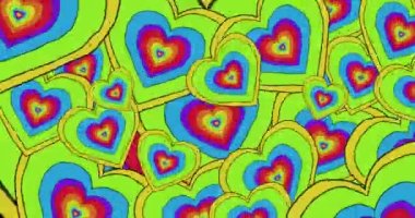 Çoklu gökkuşağı gururlu kalplerin hareketsiz döngüsünün animasyonu. Gurur, Igbt, eşitlik ve insan hakları konsepti dijital olarak oluşturulmuş video.