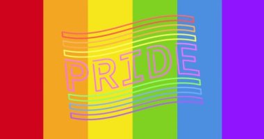 Gökkuşağı arka planında neon gurur metninin animasyonu. Gurur, lgbtq ve eşitlik kavramı dijital olarak oluşturulmuş video.