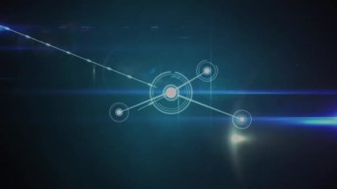 Mavi arkaplandaki bağlantı ağının canlandırılması. Küresel iş, finans, hesaplama ve veri işleme kavramı dijital olarak oluşturulmuş video.