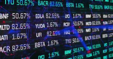 Animation of financial data processing over connections. Global business, finances, computing and data processing concept digitally generated video.