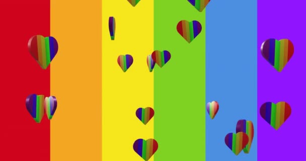 动画的骄傲文字 彩虹的心和彩虹的背景 Pride Lgbtq Equality Concept Digital Generated Video — 图库视频影像