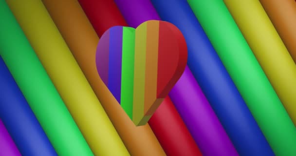 Animation Rainbow Heart Rainbow Stripes Colours Moving Seamless Loop Pride — Stock Video