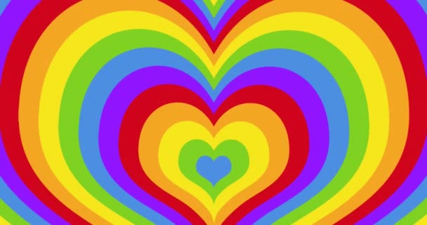 引以为傲的文字和旗帜笼罩着彩虹的心弦背景 Pride Lgbtq Equality Concept Digital Generated Video — 图库视频影像