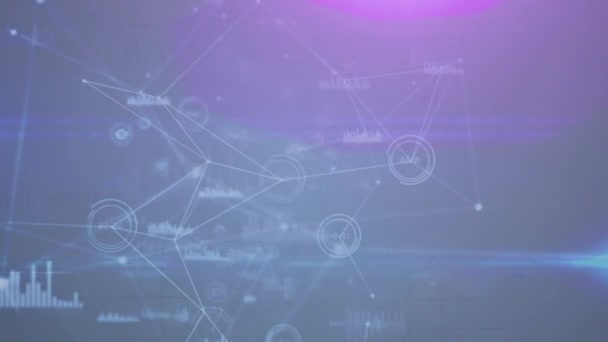 Анимация Обработки Данных Фиолетовом Фоне Концепция Глобального Бизнеса Финансов Облачных — стоковое видео