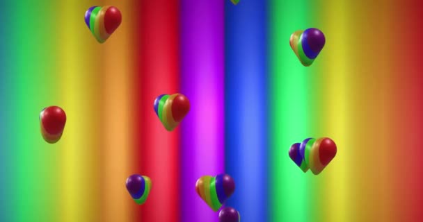Animazione Del Cuore Arcobaleno Strisce Arcobaleno Colori Che Muovono Loop — Video Stock