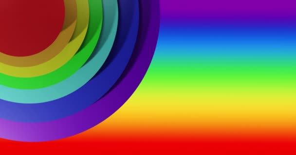 Animering Färgglada Cirklar Rör Sig Regnbåge Bakgrund Färger Mönster Regnbåge — Stockvideo