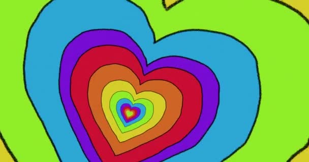 Animering Flera Regnbåge Stolthet Hjärtan Rör Sig Sömlös Loop Pride — Stockvideo