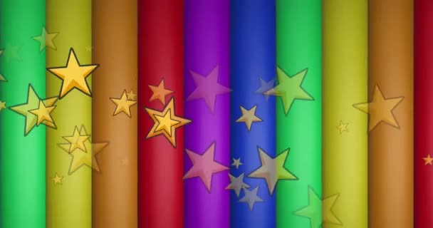 Animation Yellow Stars Rainbow Stripes Colours Moving Seamless Loop Pride — Stock Video
