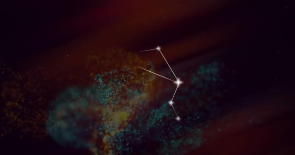 在烟云的背景上 天秤座星号的动画 占星术 占星术和黄道带概念数字生成的视频 — 图库视频影像