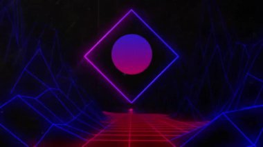 Parlak mavi ve pembe dairelerin animasyonu neon desenli ve kusursuz döngülü. Soyut, renkli ve şablon konsepti dijital olarak oluşturulmuş video.