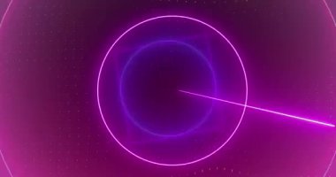 Parlak pembe çemberin animasyonu. Kusursuz döngüde neon desenli. Soyut, renkli ve şablon konsepti dijital olarak oluşturulmuş video.