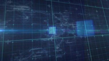 Şebeke üzerinde veri işleme animasyonu. Küresel iş, finans, hesaplama ve veri işleme kavramı dijital olarak oluşturulmuş video.